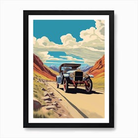 A Ford Model T Car In The Andean Crossing Patagonia Illustration 2 Art Print