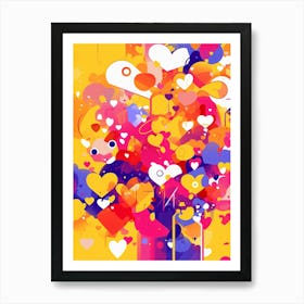 Abstract Hearts Art Print