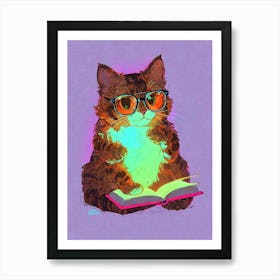 Cat Reading Book 2 Art Print