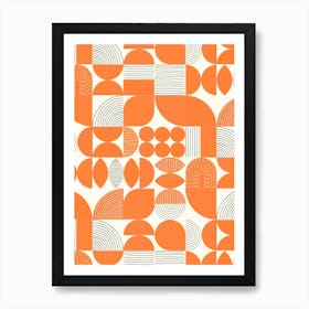 Modern Art Geometric Shapes Orange White Black 1 Art Print