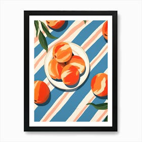 Peaches Fruit Summer Illustration 4 Art Print