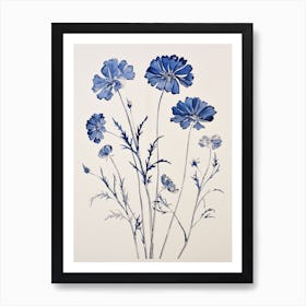 Blue Botanical Cosmos 3 Art Print