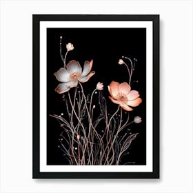 Flowers On A Black Background 19 Art Print