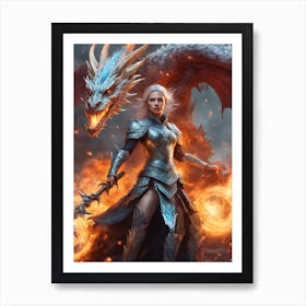 Dragon And A Woman Art Print