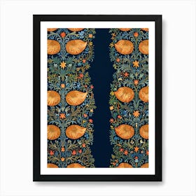 William Morris Oranges On A Blue Background Art Print