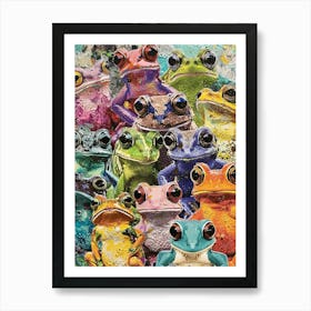 Kitsch Rainbow Frogs 3 Art Print