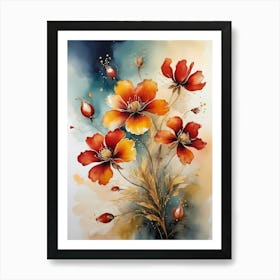A Bunch Of Blooming Flowers Painting (26) Art Print