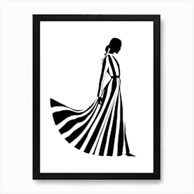 Woman In Striped Dress Art Print