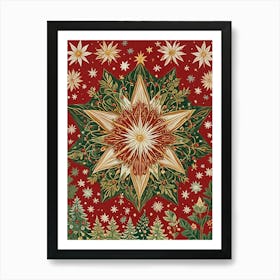 Botanical Christmas Star Art Print