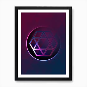 Geometric Neon Glyph on Jewel Tone Triangle Pattern 291 Art Print