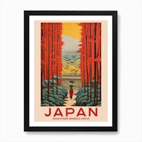 Arashiyama Bamboo Grove, Visit Japan Vintage Travel Art 3 Art Print