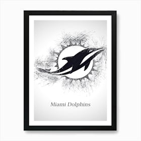 Miami Dolphins Sketch Drawing Art Print