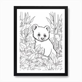 Line Art Jungle Animal Red Panda 4 Art Print