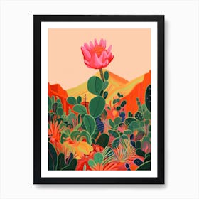 Boho Plant Painting Pencil Cactus 2 Art Print