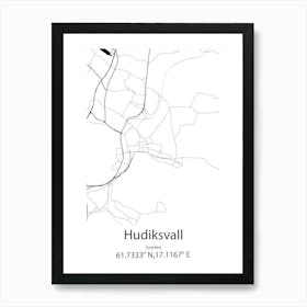 Hudiksvall,Sweden Minimalist Map Art Print