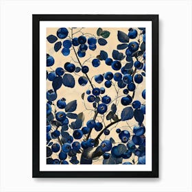 Blueberries On A Branch Inspired By William Morris Art Print