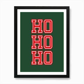 Ho Ho Ho Red and Green Varsity Christmas Art Print