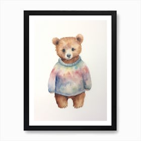 Baby Animal Watercolour Bear 4 Art Print
