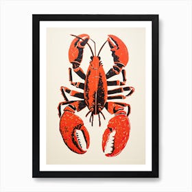 Lobster, Woodblock Animal  Drawing 2 Art Print