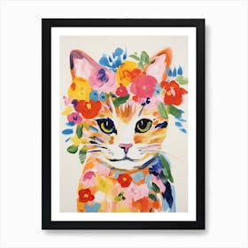 Cat With A Flower Crown Painting Matisse Style 2 Art Print