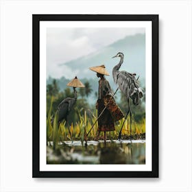 Herons In The Water Art Print