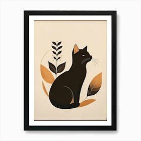 black cat mininalist portrait 22 Art Print