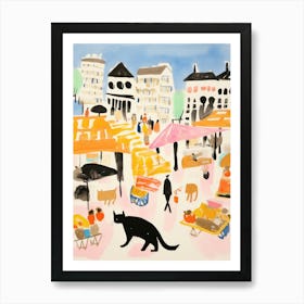 The Food Market In Cambridge 2 Illustration Art Print