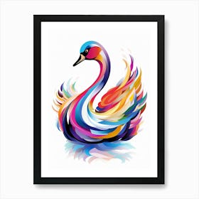 Colourful Geometric Bird Swan 2 Art Print