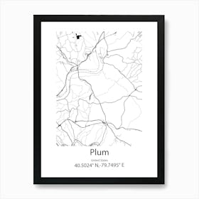 Plum,United States Minimalist Map Art Print