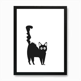 Black Cat Isolated On White Art Print