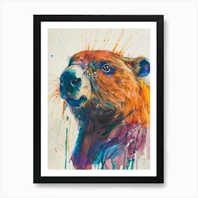 Beaver Colourful Watercolour 3 Art Print
