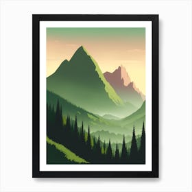 Misty Mountains Vertical Background In Green Tone 20 Art Print