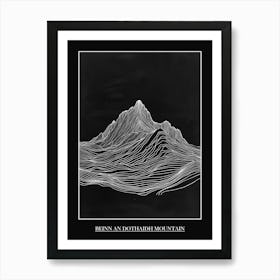 Beinn An Dothaidh Mountain Line Drawing 3 Poster Art Print