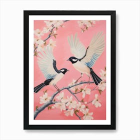 Vintage Japanese Inspired Bird Print Magpie 2 Art Print