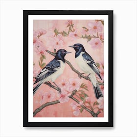 Vintage Japanese Inspired Bird Print Magpie 5 Art Print