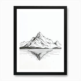 Mount Mckinley Denali Usa Line Drawing 4 Art Print