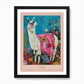 Floral Animal Painting Llama 1 Poster Art Print