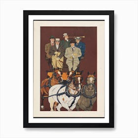 Five Men Riding In A Carriage Drawn By Four Horses, Edward Penfield Art Print