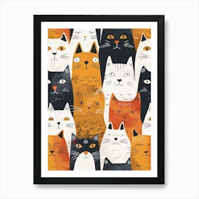 Repeatable Artwork With Cute Cat Faces 18 Art Print