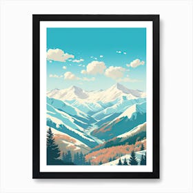 Hakuba Valley   Nagano, Japan, Ski Resort Illustration 0 Simple Style Art Print