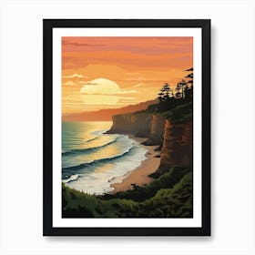 West Coast Trail New Zealand 3 Vintage Travel Illustration Art Print