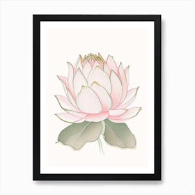 Lotus Flower Pattern Pencil Illustration 1 Art Print