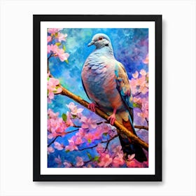 Pigeon In Blossom bird animal Art Print
