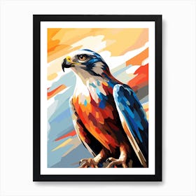 Colourful Geometric Bird Harrier Art Print