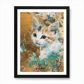 Kitten Gold Effect Collage 3 Art Print