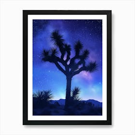 Silhouette of a Joshua Tree at Night Art Print