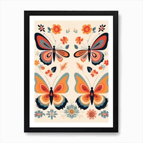 Butterflies And Flowers 1 Art Print