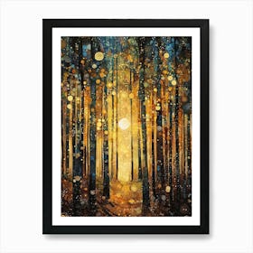 Gustav Klimt Print Sun Forest Trees Painting Klimt Exhibition Poster Painting Yellow Decor Full Art Print