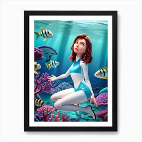 Mermaid Underwater Art Print