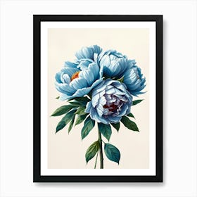 Blue Peonies 1 Art Print